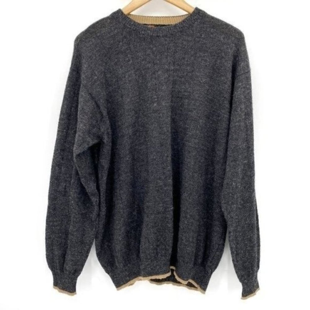 Pankara Peru Grey Llama Pullover Crewneck Relaxed Stretch Lightweight XL Sweater